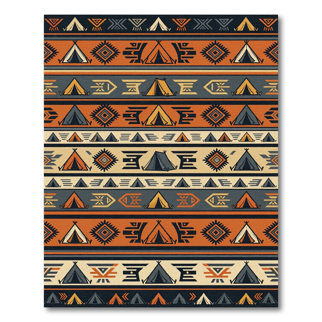 Earthy Geometric Camping Tent Stripe Rug