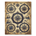 Vintage Nautical Compass Maritime Map Rug