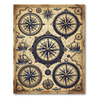 Vintage Nautical Compass Maritime Map Rug