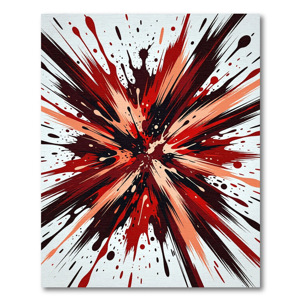 Bold Crimson Abstract Ink Splash Rug