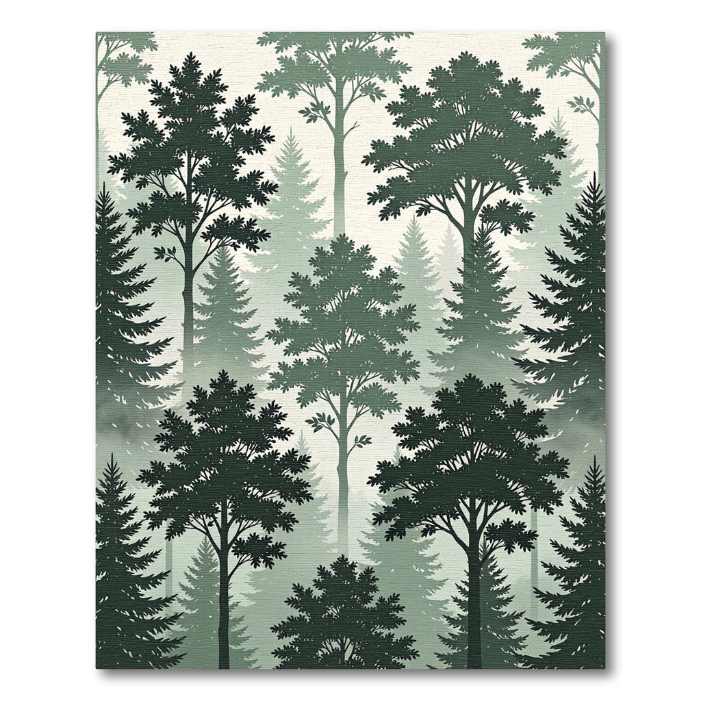 Misty Sage Forest Woodland Landscape Rug