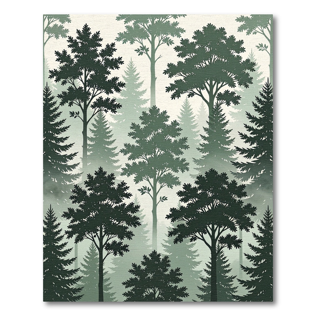Misty Sage Forest Woodland Landscape Rug