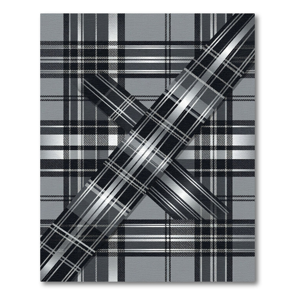 Monochrome Plaid Layered Cross Abstract Rug