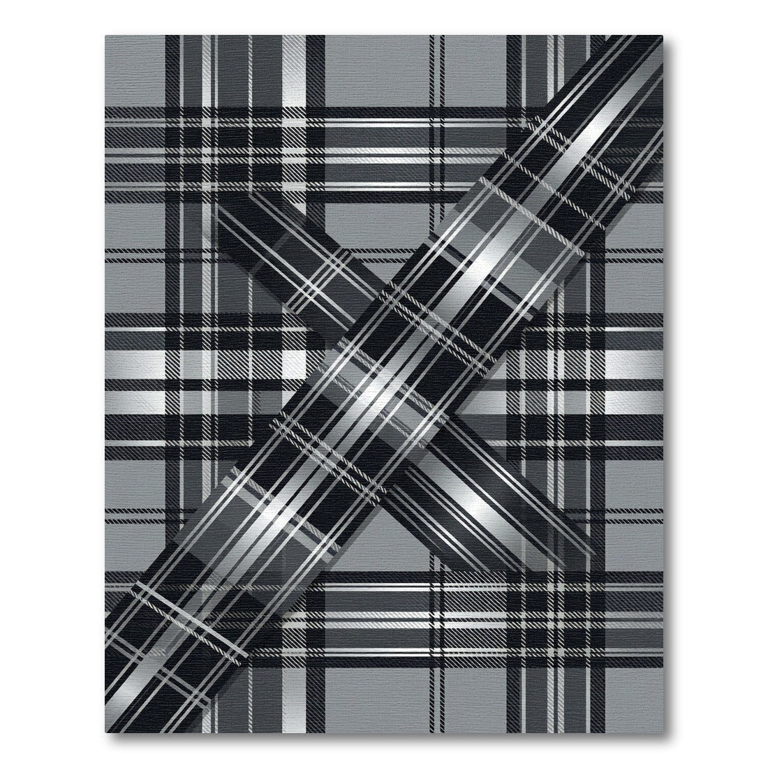 Monochrome Plaid Layered Cross Abstract Rug