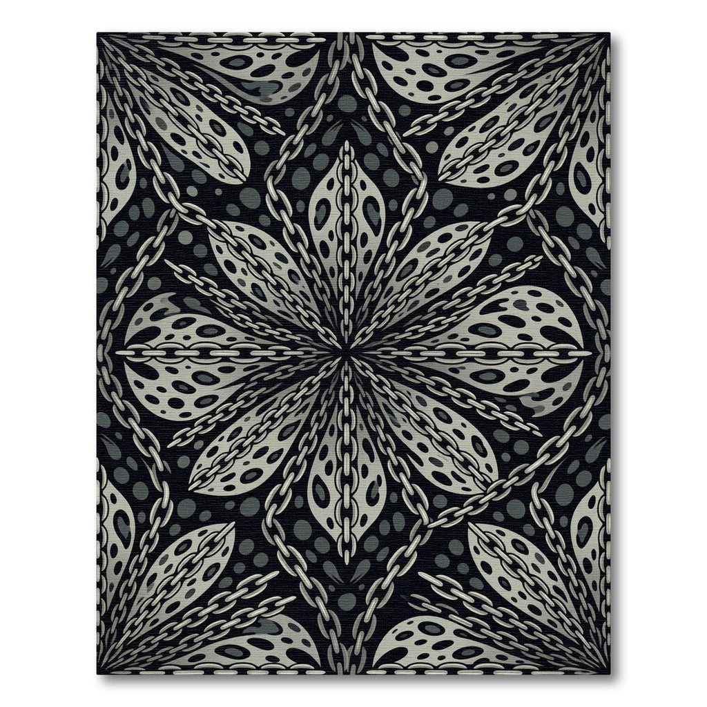Gray Chain Link Abstract Petal Rug
