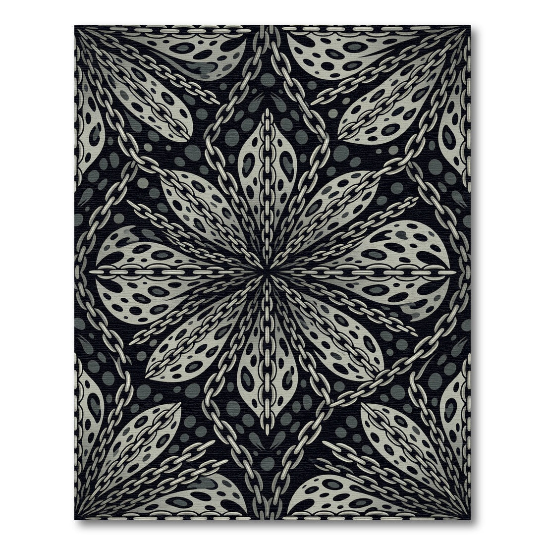 Gray Chain Link Abstract Petal Rug