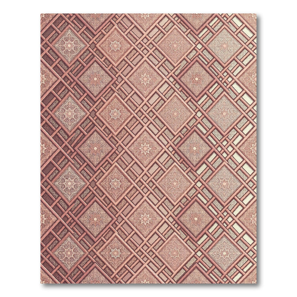 Elegant Dusty Rose Geometric Lattice Rug