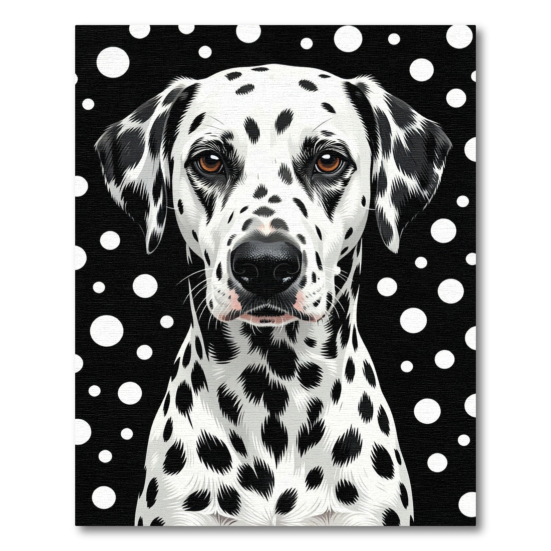 Black White Polka Dot Dalmatian Portrait Rug