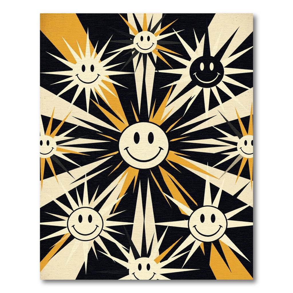 Retro Sunburst Smile Graphic Rug