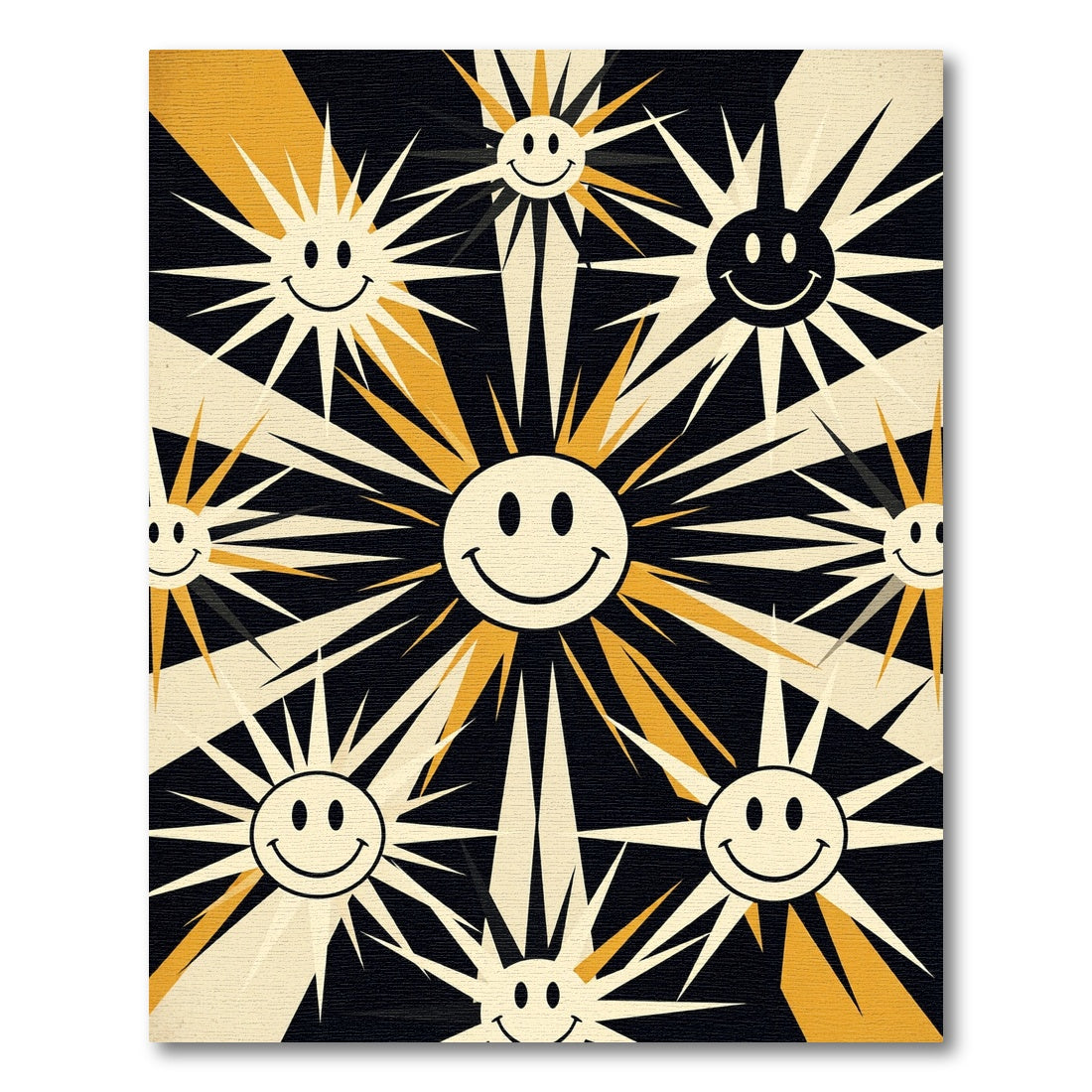 Retro Sunburst Smile Graphic Rug