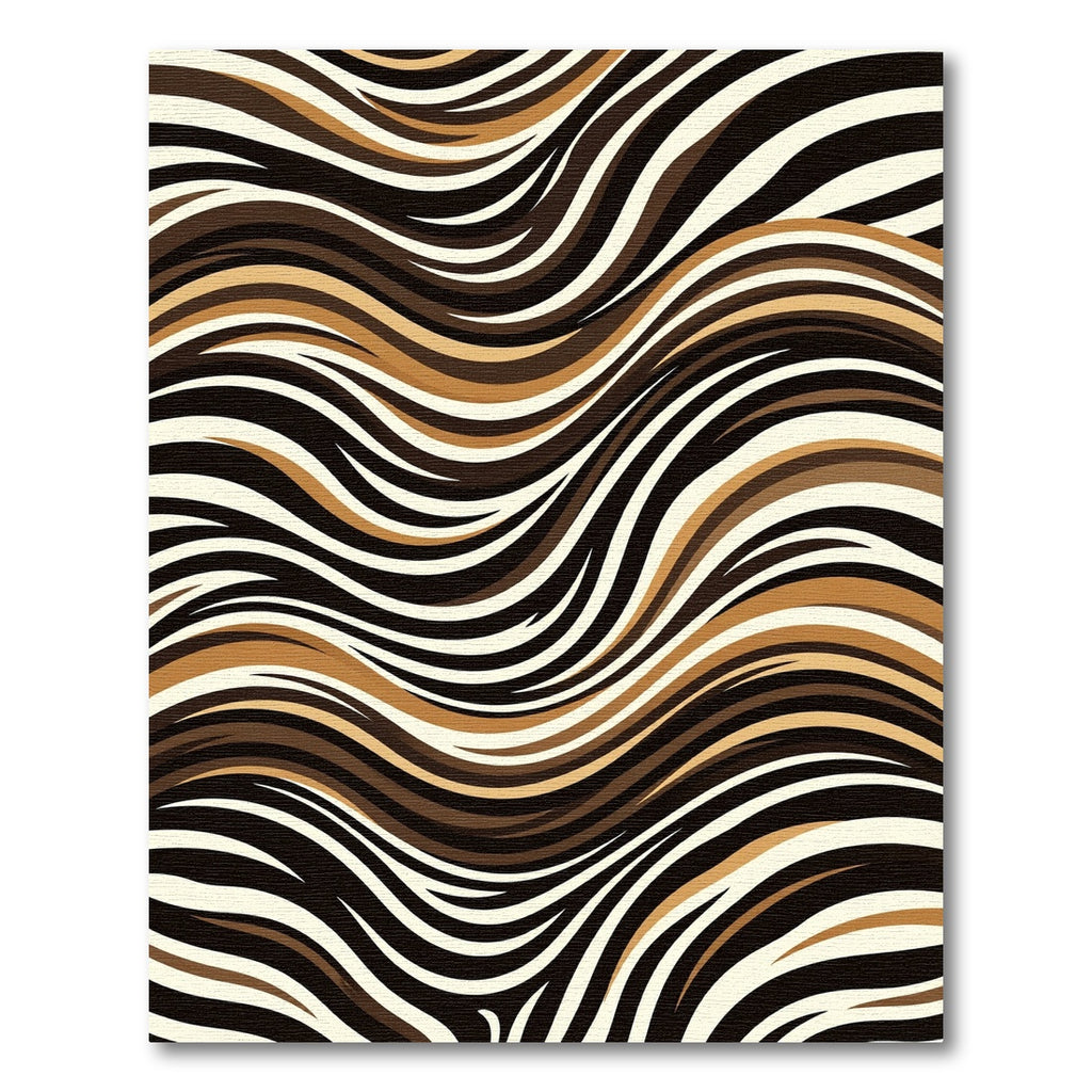 Abstract Chocolate Cream Wavy Zebra Rug