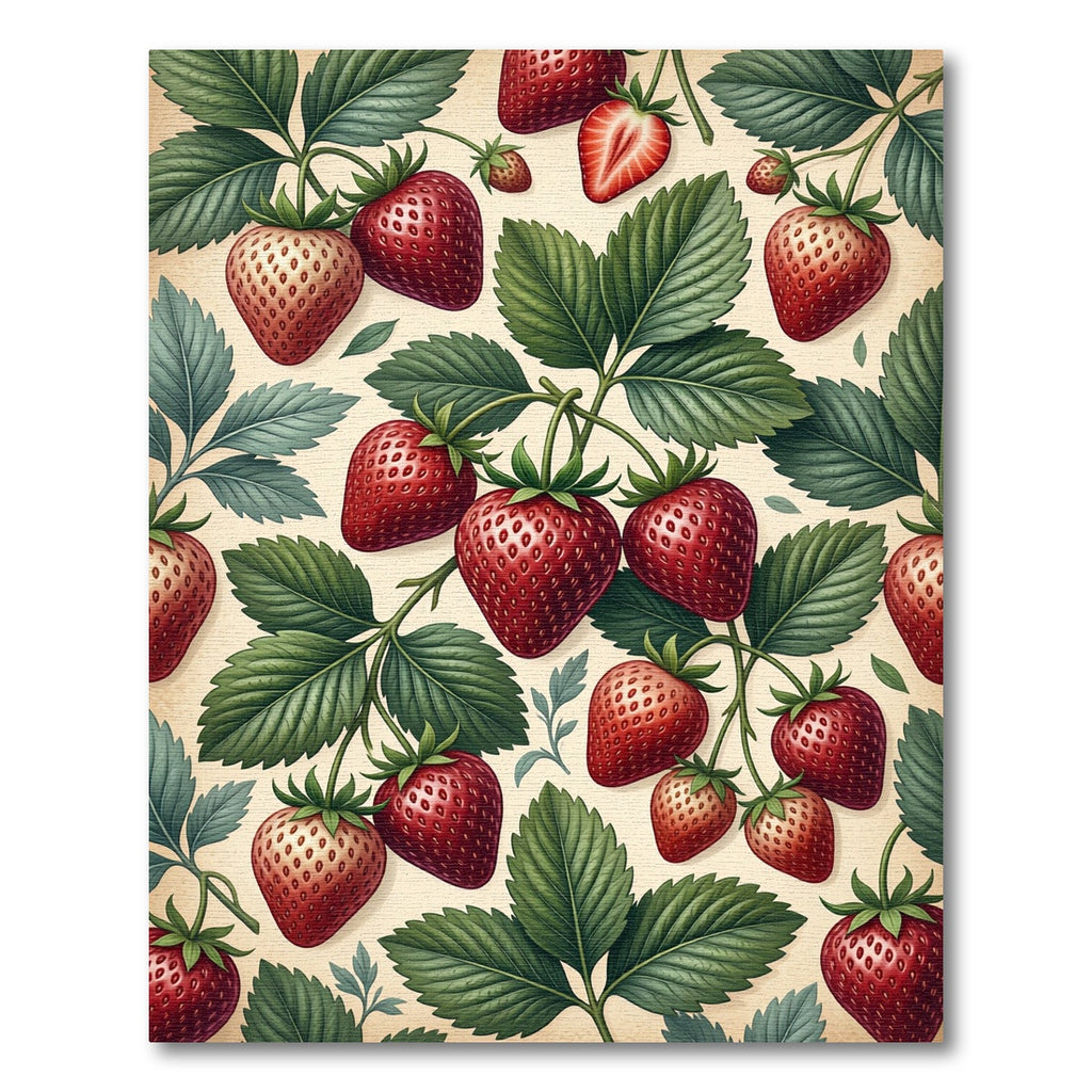 Lush Botanical Strawberry Garden Illustration Rug
