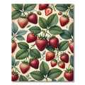 Lush Botanical Strawberry Garden Illustration Rug
