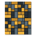 Modern Gold and Charcoal Geometric Grid Rug