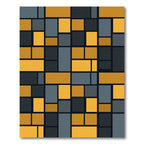 Modern Gold and Charcoal Geometric Grid Rug