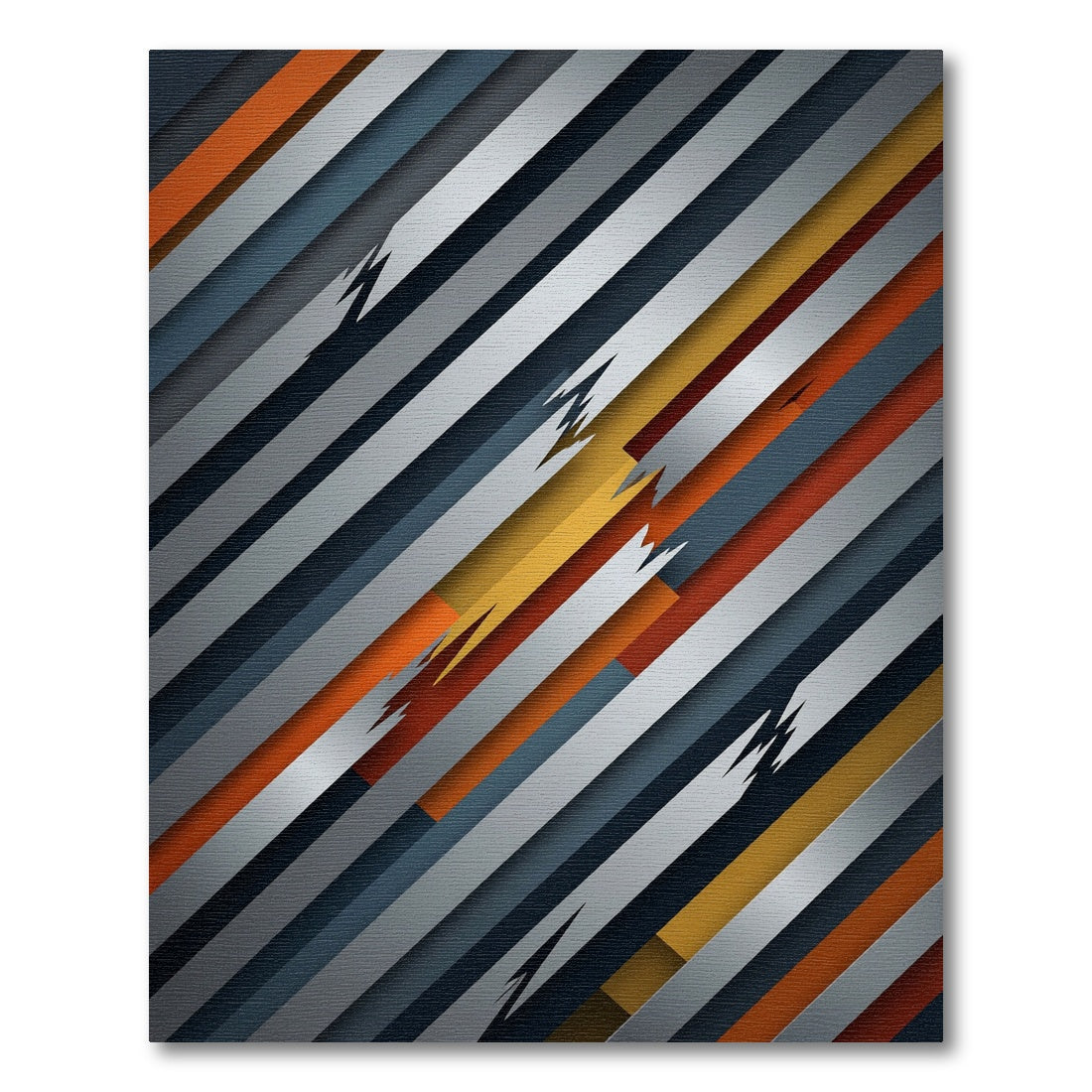 Abstract Diagonal Sliced Orange Gray Rug