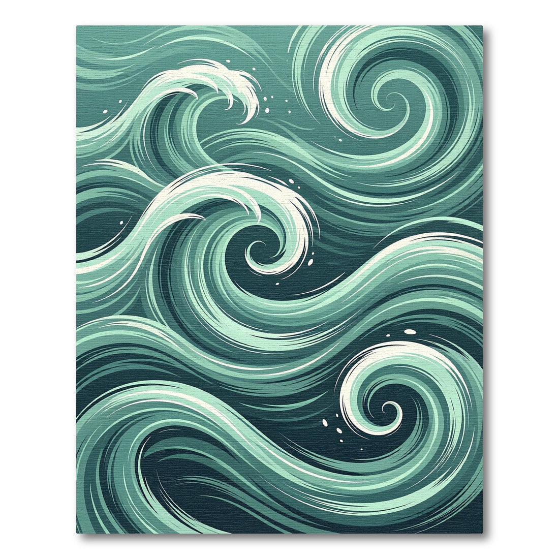 Flowing Teal Ocean Wave Swirl Rug