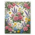Romantic Pink Rose Lavender Meadow Garden Rug