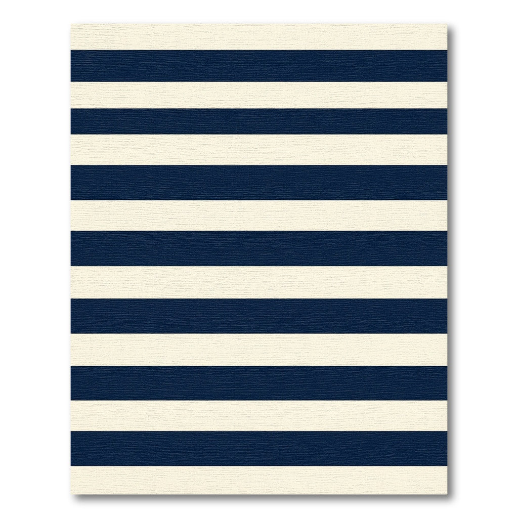 Navy Blue Cream Horizontal Striped Rug
