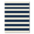 Navy Blue Cream Horizontal Striped Rug