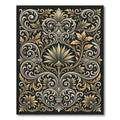 Ornate Gold White Scrollwork Arrangement Rug