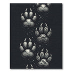 Grayscale Wildlife Paw Prints Rug