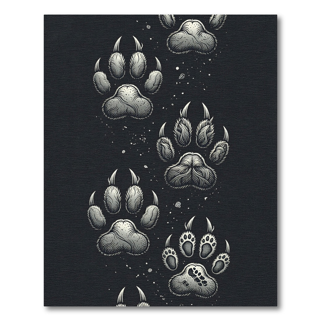 Grayscale Wildlife Paw Prints Rug