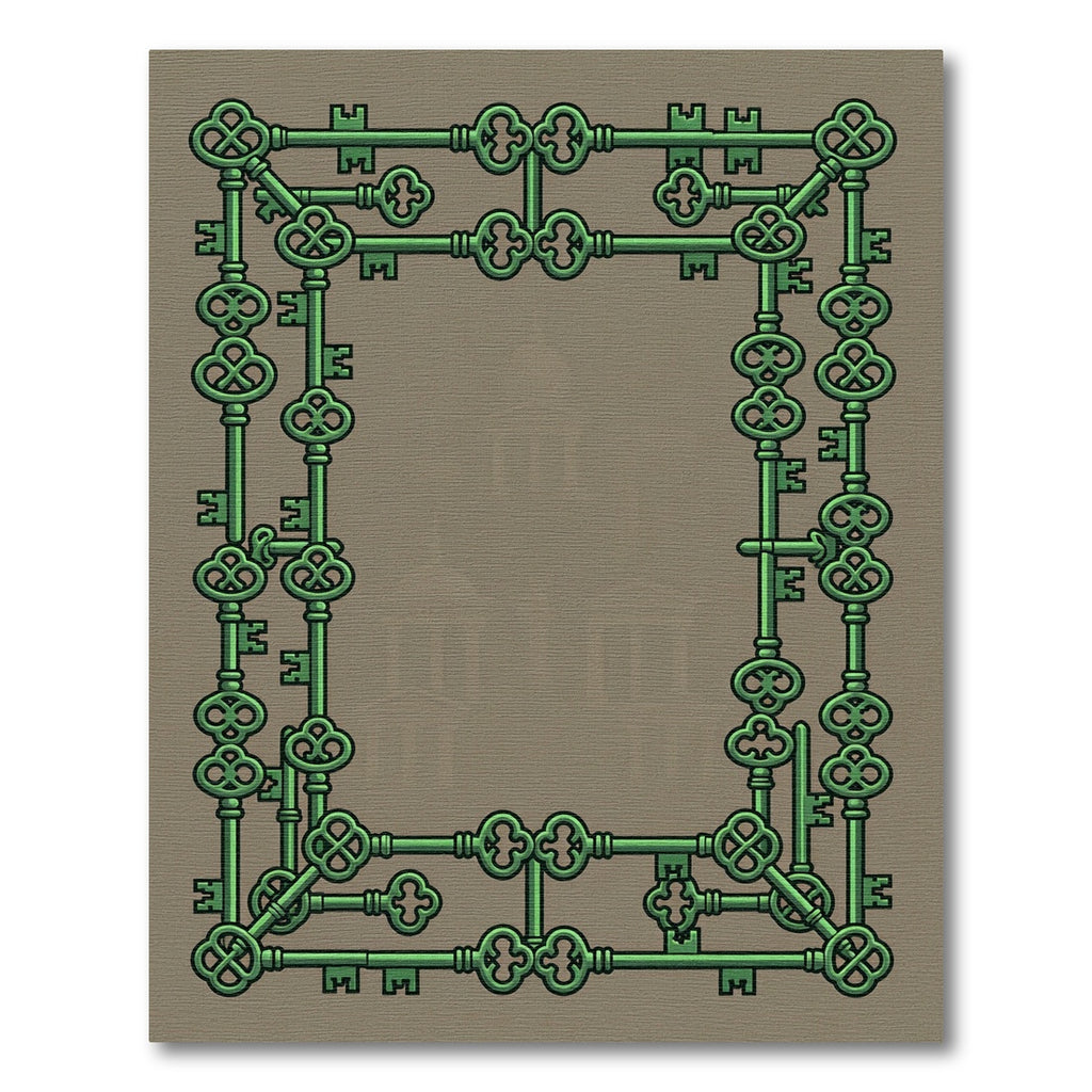Green Key Border With Ornate Details Rug