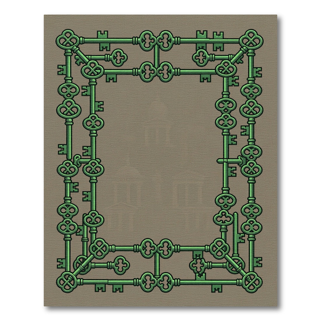 Green Key Border With Ornate Details Rug