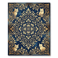 Elegant Navy Gold Baroque Feline Medallion Rug