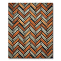 Chevron Herringbone Slate and Amber Weave Rug