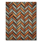 Chevron Herringbone Slate and Amber Weave Rug