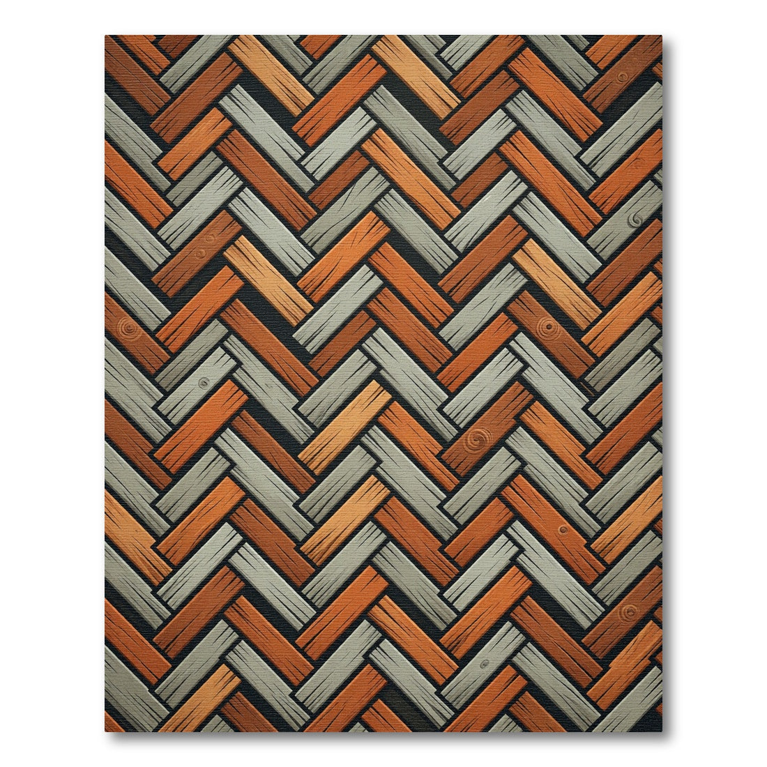 Chevron Herringbone Slate and Amber Weave Rug
