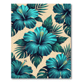 Teal Hibiscus Tropical Botanical Bloom Rug