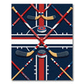 Dynamic Blue and Red Hockey Accent Rug