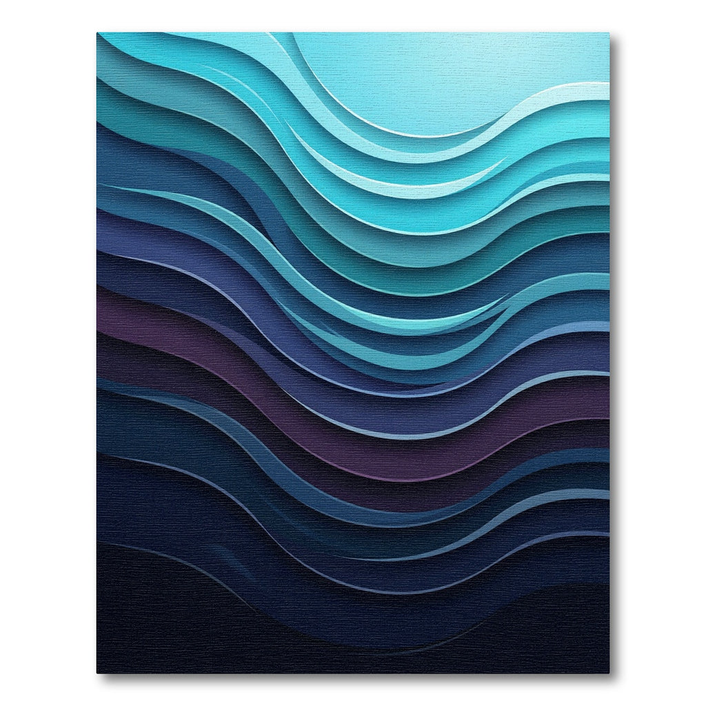 Oceanic Deep Blue Wavy Layers Rug