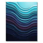 Oceanic Deep Blue Wavy Layers Rug