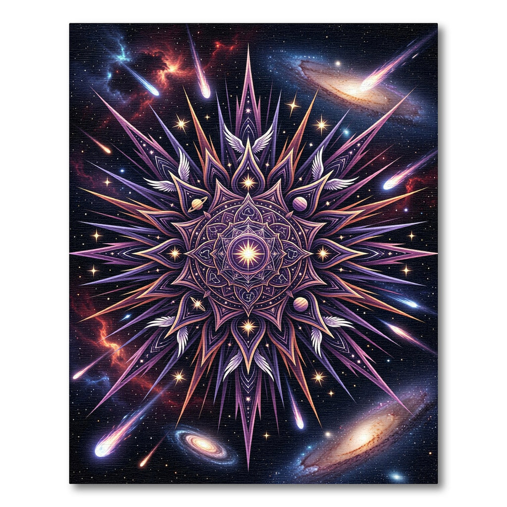 Celestial Purple Galaxy Mandala Starburst Rug