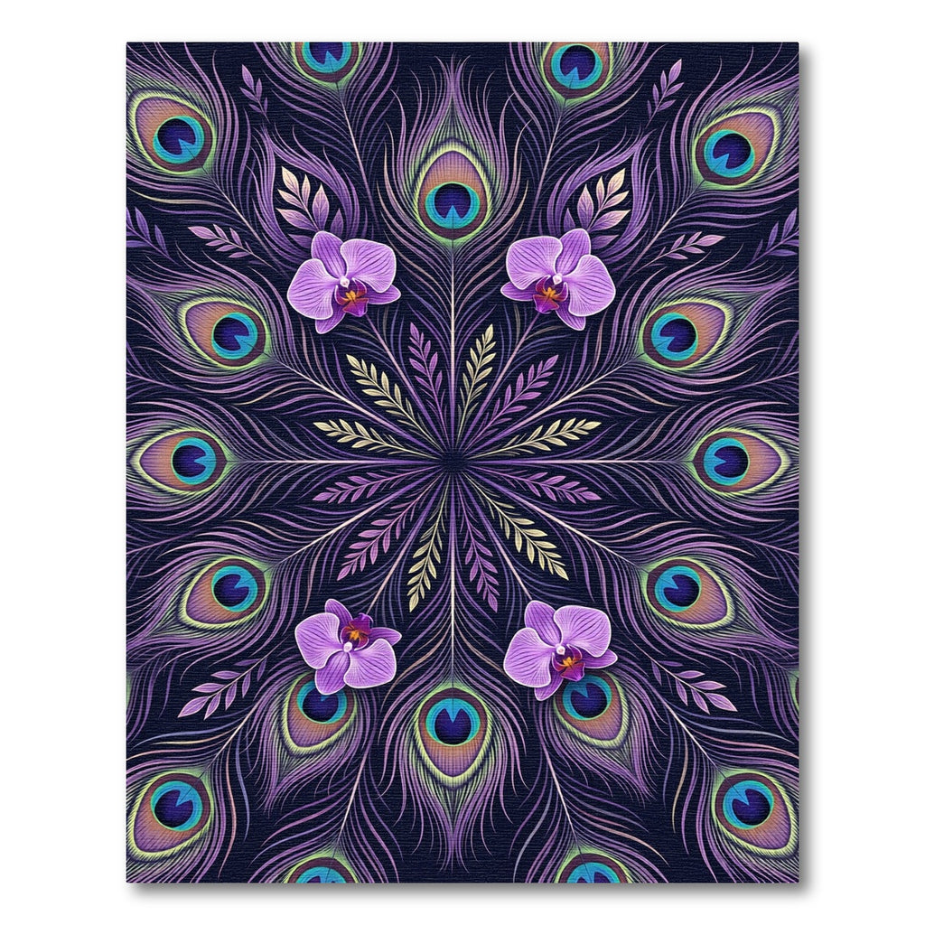 Purple Peacock Feather Orchid Mandala Rug