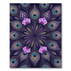 Purple Peacock Feather Orchid Mandala Rug