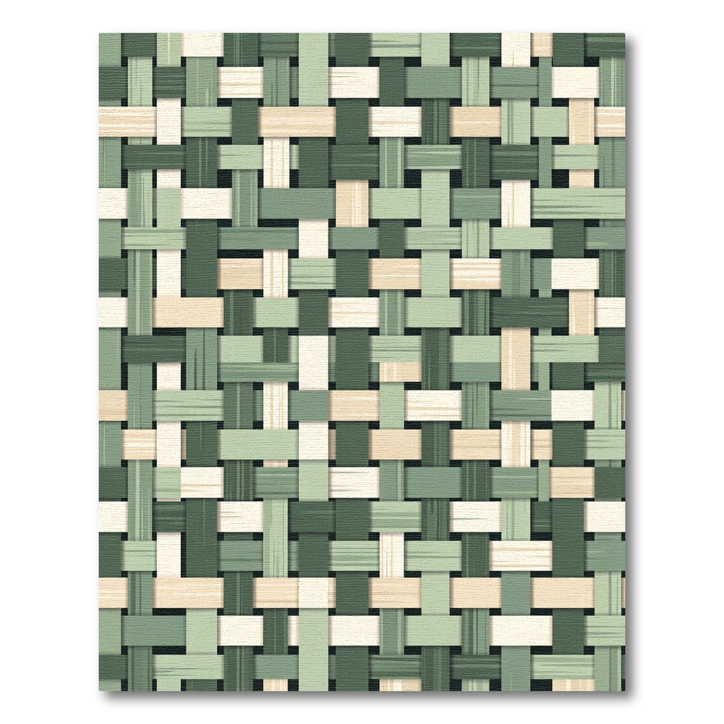 Woven Green Earth Tone Grid Rug