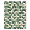 Woven Green Earth Tone Grid Rug
