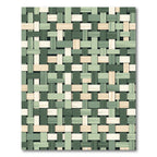 Woven Green Earth Tone Grid Rug
