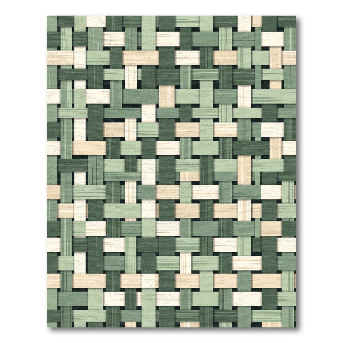 Woven Green Earth Tone Grid Rug