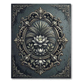 Elegant Slated Gray Lotus Scroll Medallion Rug