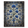 Ornate Blue Floral Vine Border Rug
