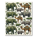 Safari Animal Forest Green Folk Art Rug