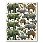 Safari Animal Forest Green Folk Art Rug