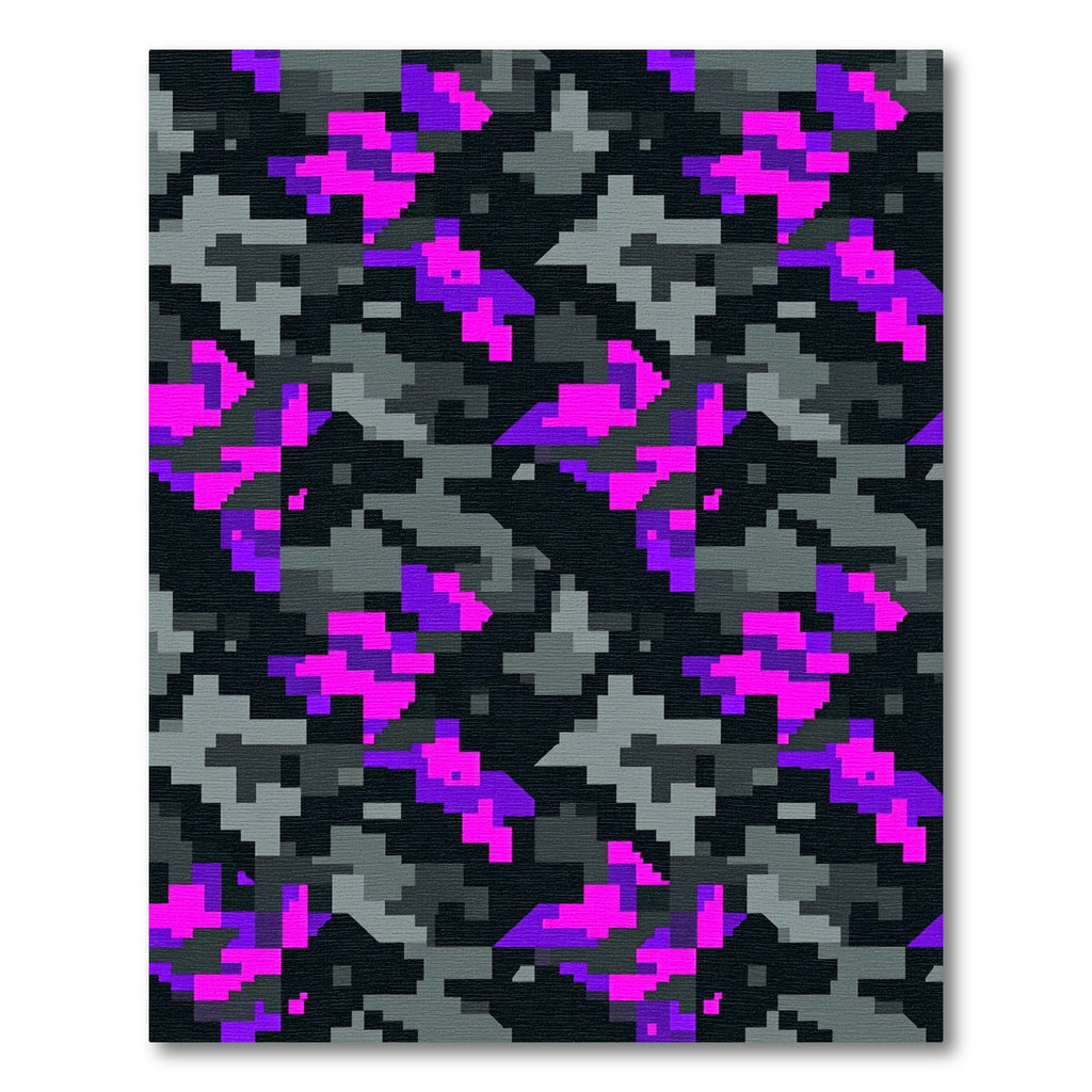 Neon Purple and Charcoal Pixel Camo Rug