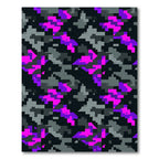 Neon Purple and Charcoal Pixel Camo Rug